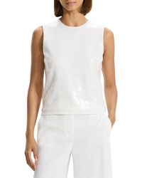 Theory - Sleeveless Crew Neck Shell Top White - Lyst