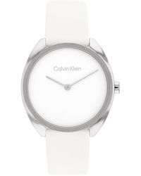 Calvin Klein - Quartz 25200274 Stainless Steel And Leather Strap Watch - Lyst
