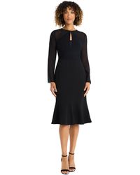 Maggy London - Long Midi Sheer Sleeves Keyhole Neckline Ruched Bodice-elegant Formal Dresses - Lyst