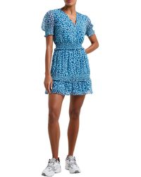 French Connection - S Billi Recy Hallie Printed Short Mini Dress Blue S - Lyst