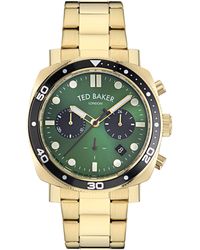 Ted Baker - Gents Stainless Steel Yellow Gold Bracelet Watch - Lyst