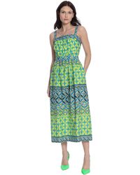 Donna Morgan - Sleeveless Midi Dress With Shoulder Straps And Waistband - Lyst