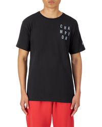 Champion - , Cotton Midweight Crewneck Tee,t-shirt For , Graphic Script, Black Scattered - Lyst