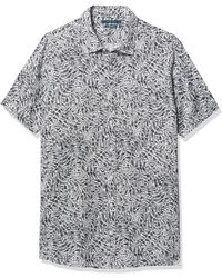 Perry Ellis - Big Untucked Linen Leaf Tile Print Short Sleeve Button-down Shirt - Lyst