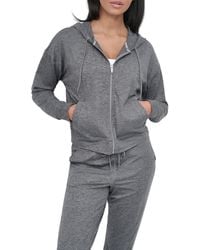 DKNY - Full Zip Cropped Hoodie Sweatshirt - Lyst