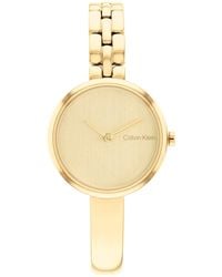 Calvin Klein - Quartz 25200279 Ionic Plated Thin Gold Steel And Bangle Bracelet Watch - Lyst