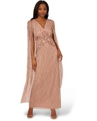 Adrianna Papell - Beaded Cape Long Dress - Lyst