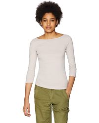 Three Dots Womens Montauk Stripe Short Tight Crewneck