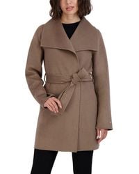 Tahari - Double-faced Luxury Soft Blend Peacoat-wrap Wool Coat With Removable Belt - Lyst