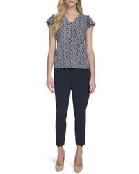 Tommy Hilfiger - V-neck Flutter Sleeve Knit Top - Lyst