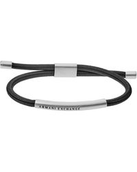 Emporio Armani - A|x Armani Exchange S Leather Bracelet Color: Black/silver - Lyst