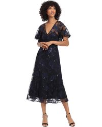 Maggy London - V-neck A-line Midi Sequin Dress Party Event Guest Of Wedding Occasion - Lyst