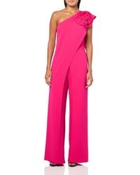 Adrianna Papell - One Shoulder Rosette Jumpsuit - Lyst