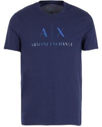 Emporio Armani - Regular Fit Cotton T-shirt With Contrasting Logo - Lyst