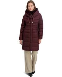 Tahari - Slim Fit Puffer Coat With Attached Hood - Lyst