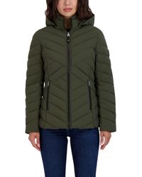 Nautica - Short Stretch Lightweight Puffer Jacket With Removeable Hood - Lyst