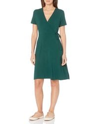 Amazon Essentials - Short-sleeved Faux-wrap Dress - Lyst