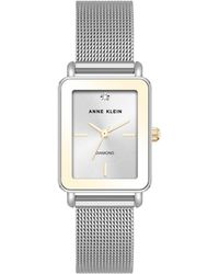 Anne Klein - Genuine Diamond Dial Mesh Bracelet Watch - Lyst