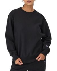 Champion - , Reverse Weave, Oversized Fleece Crewneck Sweatshirt For , Black - Lyst
