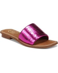 Franco Sarto - S Tina Fashion Slide Flat Sandal Metallic Pink Cracked Leather 8 M - Lyst