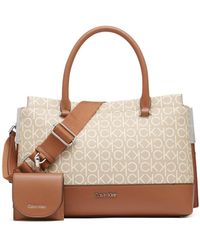 Calvin Klein - Triple Satchel Bianca 3 Compartment Shoulder Bag - Lyst