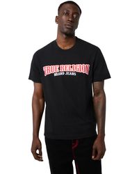 TRUE RELIGION - Shirt – Casual Short Sleeve Tee With Unique Railroad- Jet Black - Lyst