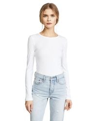 Splendid - 1x1 Rib Long Sleeve Crewneck T-shirt Top White - Lyst