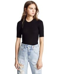 Enza Costa - Womens Rib Fitted Half Sleeve Crew Neck Top T Shirt - Lyst