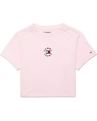 Tommy Hilfiger - Adaptive Cropped Tommy T-shirt With Magnetic Closure - Lyst