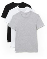 Lacoste - Mens Essentials 3 Pack 100% Cotton Slim Fit Crew Neck T-shirts Base Layer Top - Lyst