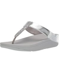 silver metallic flip flops