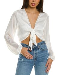BCBGeneration - Long Sleeve V Neck Tie Front Top - Lyst