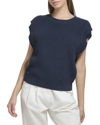 Calvin Klein - Warm Shoulder Detail Sleeveless Cropped Sweater - Lyst