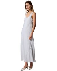 Calvin Klein - Viscose Twill Midi Slip Dress Gray Violet - Lyst