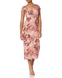 Adrianna Papell Synthetic Metallic Floral-print Column Gown | Lyst
