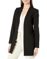 calvin klein satin stripe roll cuff long open front jacket