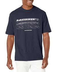 Lacoste - Contemporary Collection's Short Sleeve Relaxed Fit Pique Graphic Tee Shirt - Lyst