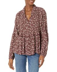 Lucky Brand - Long Sleeve Printed Popover Top - Lyst