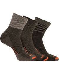 Merrell - Merino Wool Work Quarter Socks 3-pair Brown Assorted Md-lg - Lyst