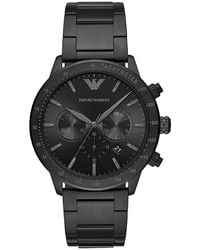 Emporio Armani - Chronograph Black Stainless Steel Watch - Lyst
