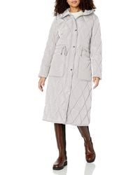 Kenneth Cole - Diamond Quilting Exposed Drawcord Long Puffer - Lyst