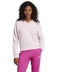 adidas - Essentials 3 Stripes French Terry V-neck Sweatshirt - Lyst