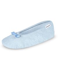 Isotoner - Diamond Microterry Gemma Ballerina Slippers-suede Sole With Memory Foam Comfort - Lyst