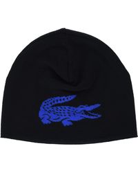 Lacoste - Reversible Big Croc Knitted Beanie - Lyst