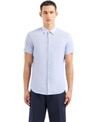Emporio Armani - A | X Armani Exchange Short Sleeve Check Button Down Shirt. Regular Fit - Lyst