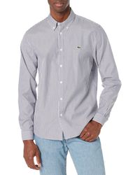 Lacoste - Regular Fit Long Sleeve Button Down Stripe Shirt - Lyst