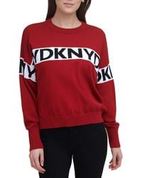 DKNY - Stripe Cotton Logo Sweater - Lyst