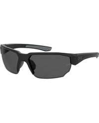 New $90 UA Under Armour Powerbrake Sport Sunglasses Black Blue Mirror 