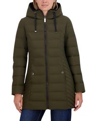 Nautica - 3/4 Stretch Puffer Jacket With Fur Hood And Half Back - Lyst