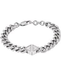 Emporio Armani - Silver-tone Stainless Steel Chain Slider Bracelet - Lyst